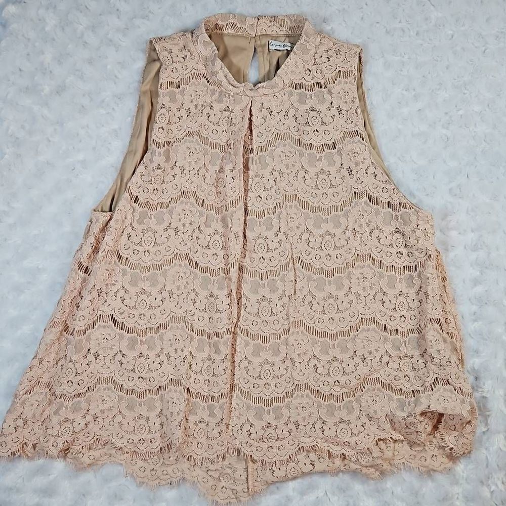 Love Fire Pink Blush Lace Tank Size M/L